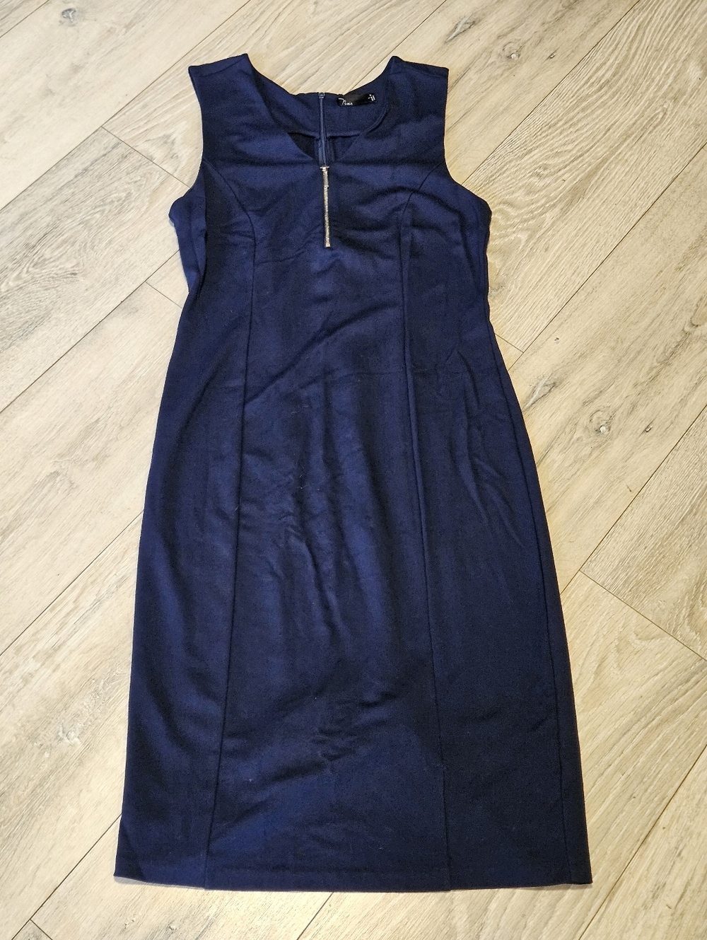 Noir Navy Blue Sleeveless Sheath Dress Front Zipper Women's Large